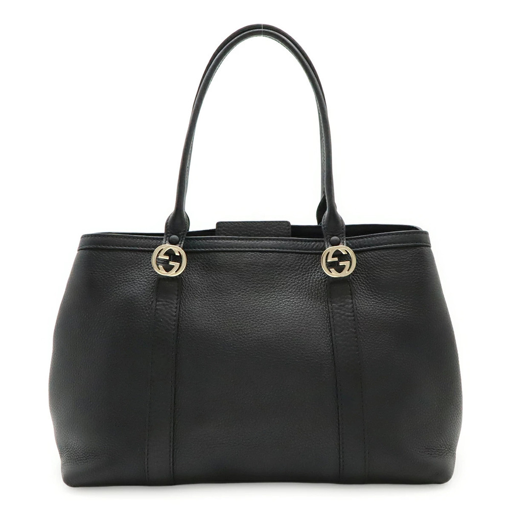 Gucci Miss GG Canvas Tote Bag Shoulder Hobo Leather Black